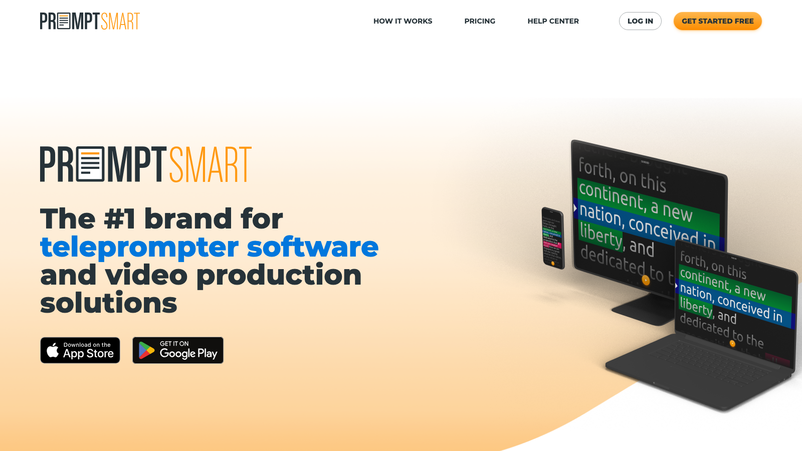 The PromptSmart homepage showing its teleprompter software and video production pitch.
